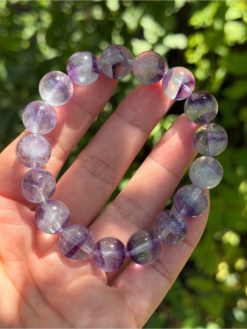 12mm stretchable banded purple fluorite bracelet 1585 - Picture 7 of 9